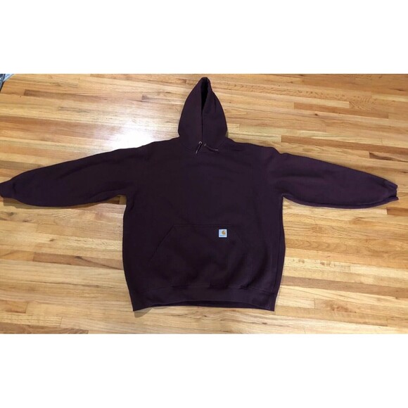Carhartt Hoodie Men's XL Burgundy Long Sleeve Loss Fit Kangaroo Pockets Pullover